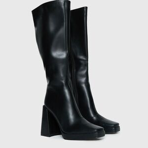 Princess Polly Montgomery Boots Size 7 Matte Black